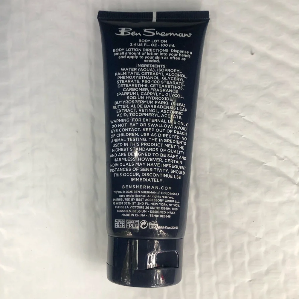 3.4 fl oz (100 mL) tube of Ben Sherman Cedarwood Body Lotion for Men